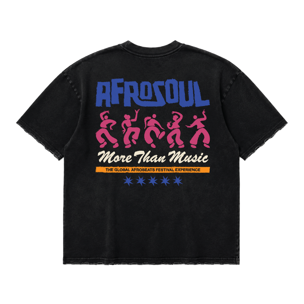 Afrosoul More Than Music Distressed Black Tshirt