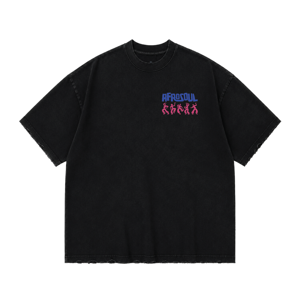 Afrosoul More Than Music Distressed Black Tshirt