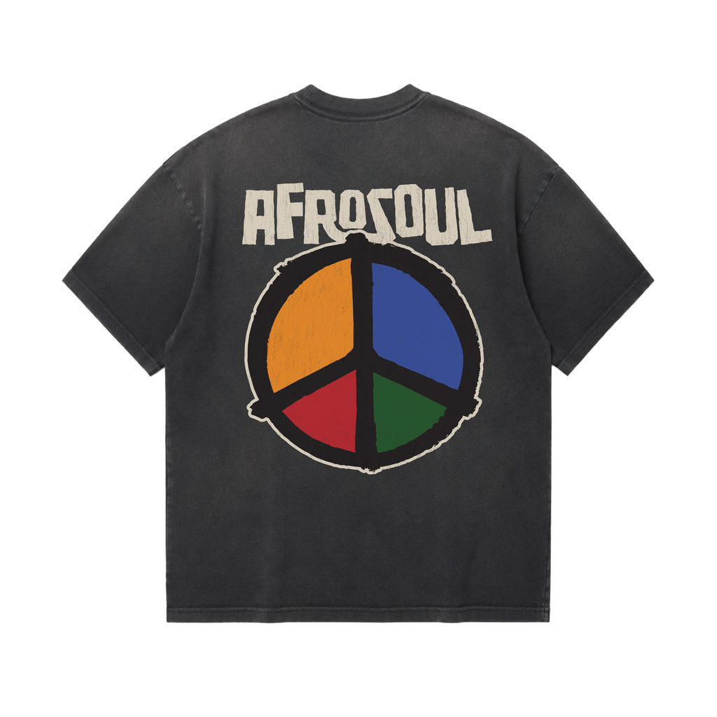 Afrosoul Peace Sunfade Charcoal Tshirt
