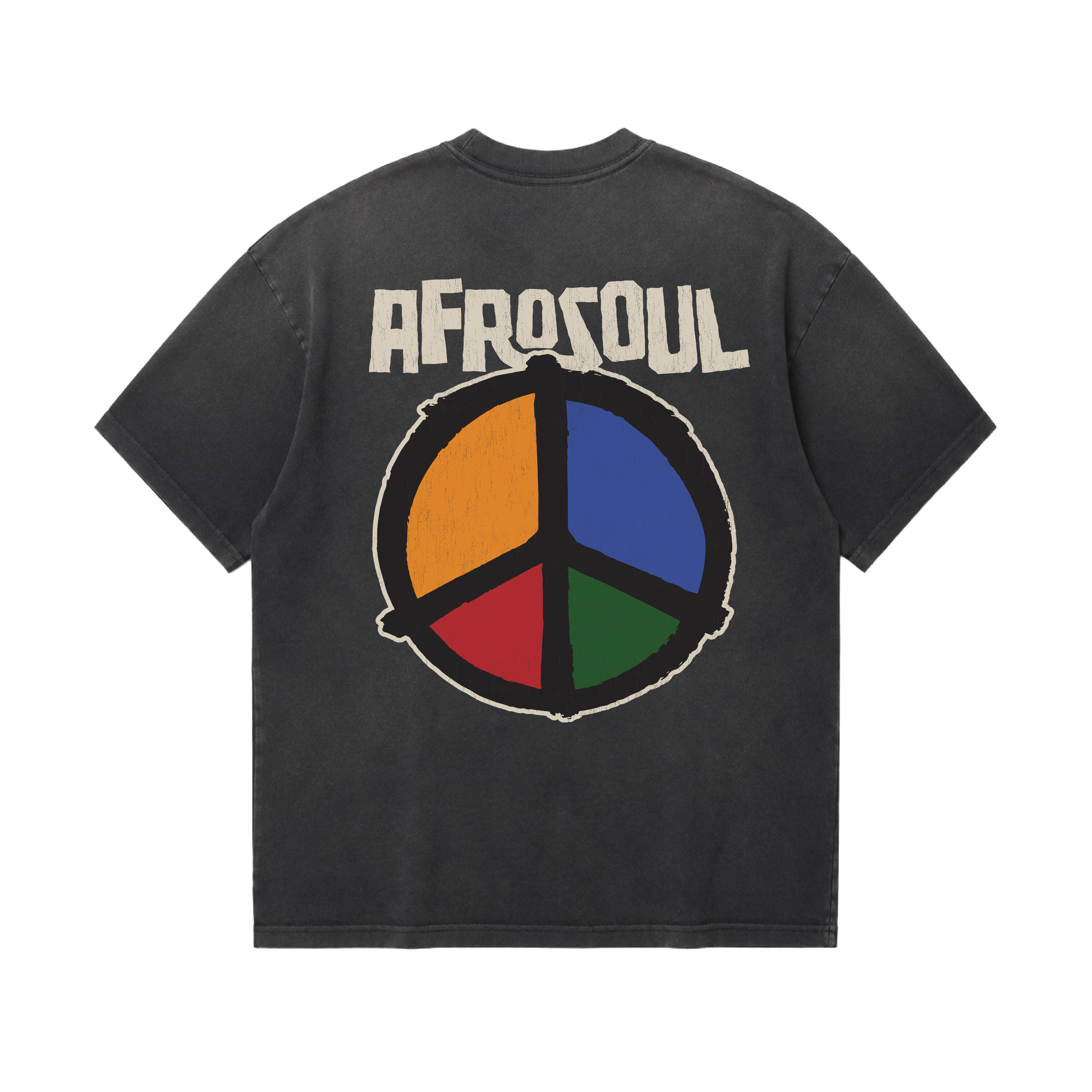 Afrosoul Peace Sunfade Charcoal Tshirt