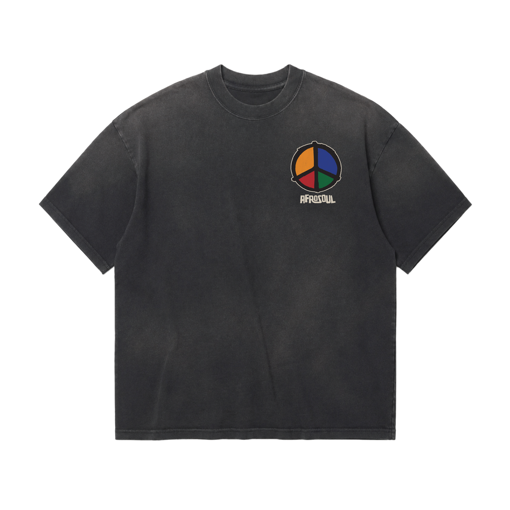 Afrosoul Peace Sunfade Charcoal Tshirt