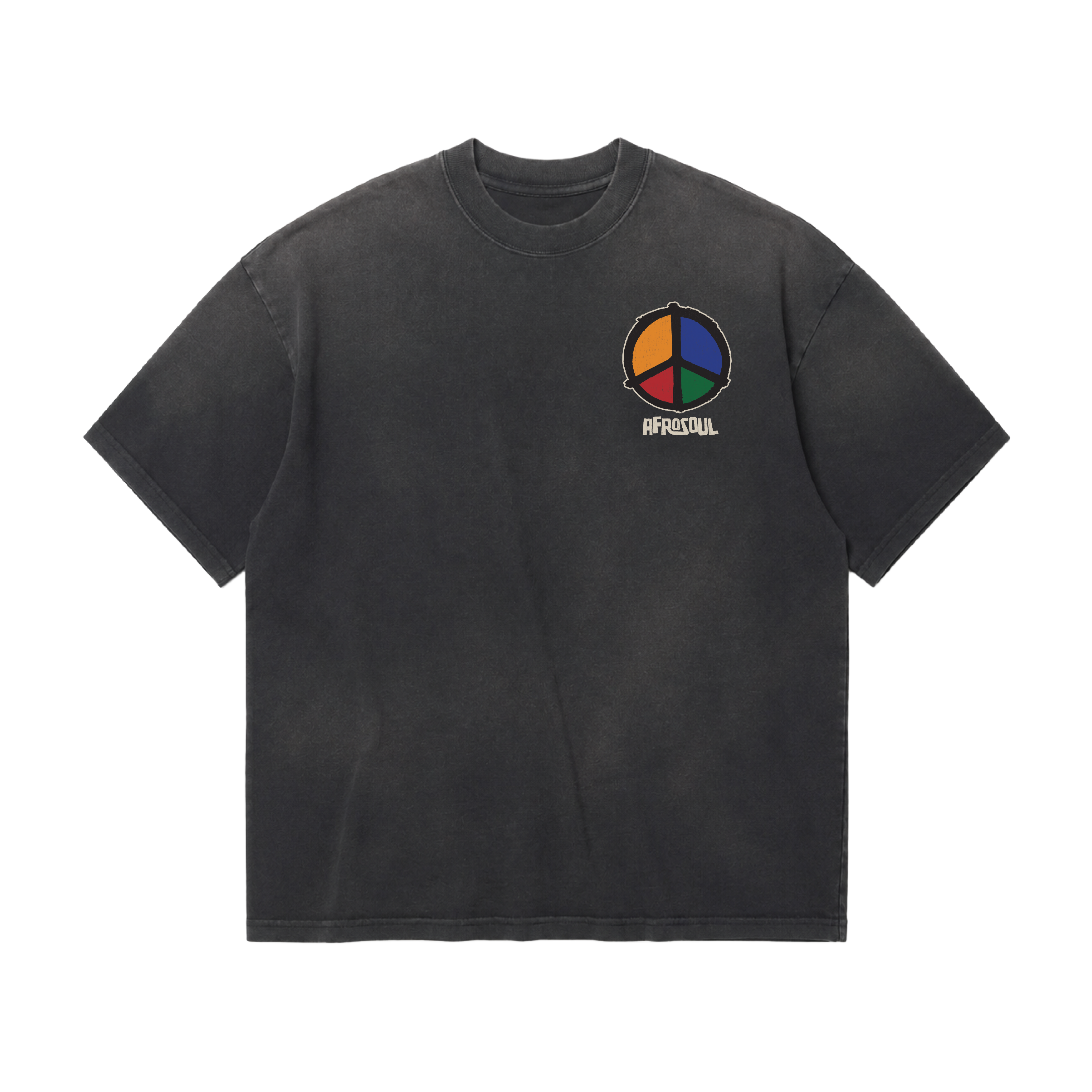 Afrosoul Peace Sunfade Charcoal Tshirt