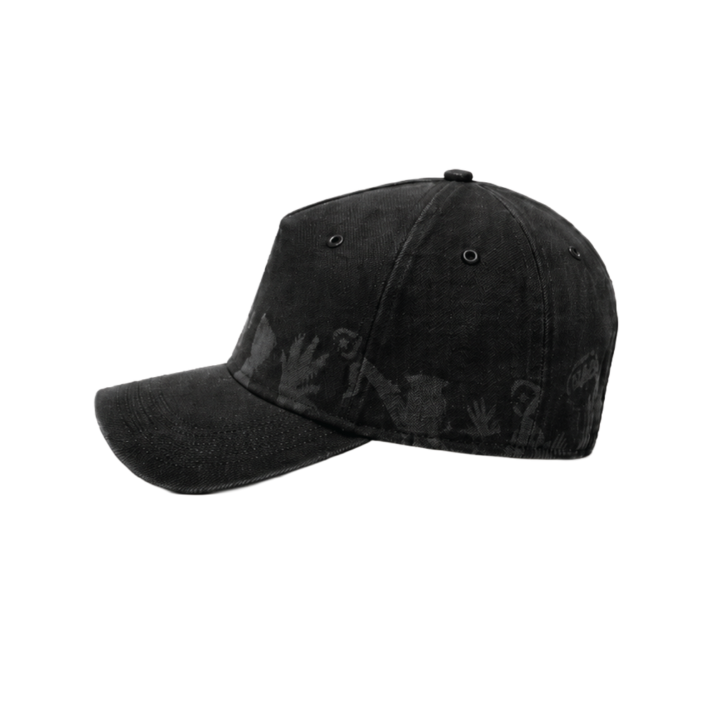 Afrosoul Washed Cotton Leather Applique Pinch Front Cap